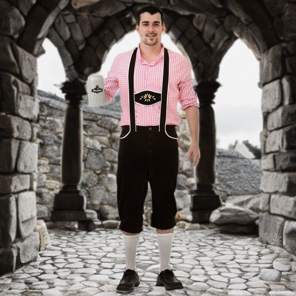 Hauntlook Men Bavarian Bundhosen Halloween Costume 2 Pieces Set Dress Up Outfit